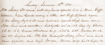 18 January 1880 journal entry
